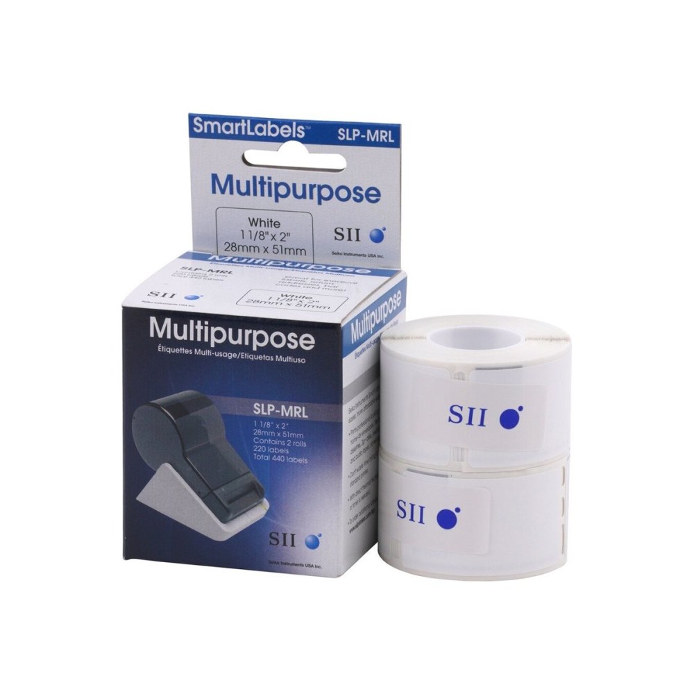 Seiko SmartLabel SLP-MRL Multipurpose Labels, SKPSLPMRL, Rectangle, 1-1/8in x 2in, White, 220 Labels Per Roll, Box Of 2 Rolls