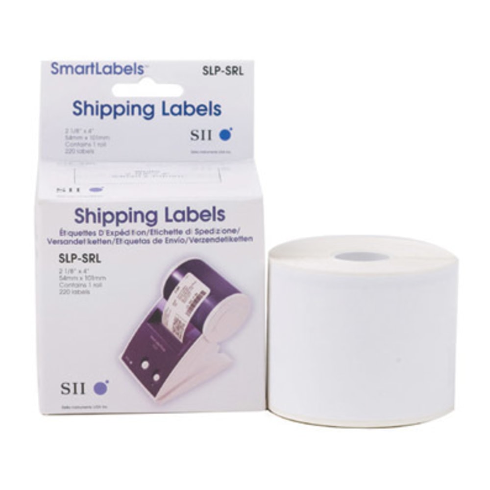 Seiko SmartLabel SLP-SRL Shipping Direct Thermal Labels, SKPSLPSRL, Rectangle, 2 1/8inW x 4inL, White, Roll Of 220 Labels
