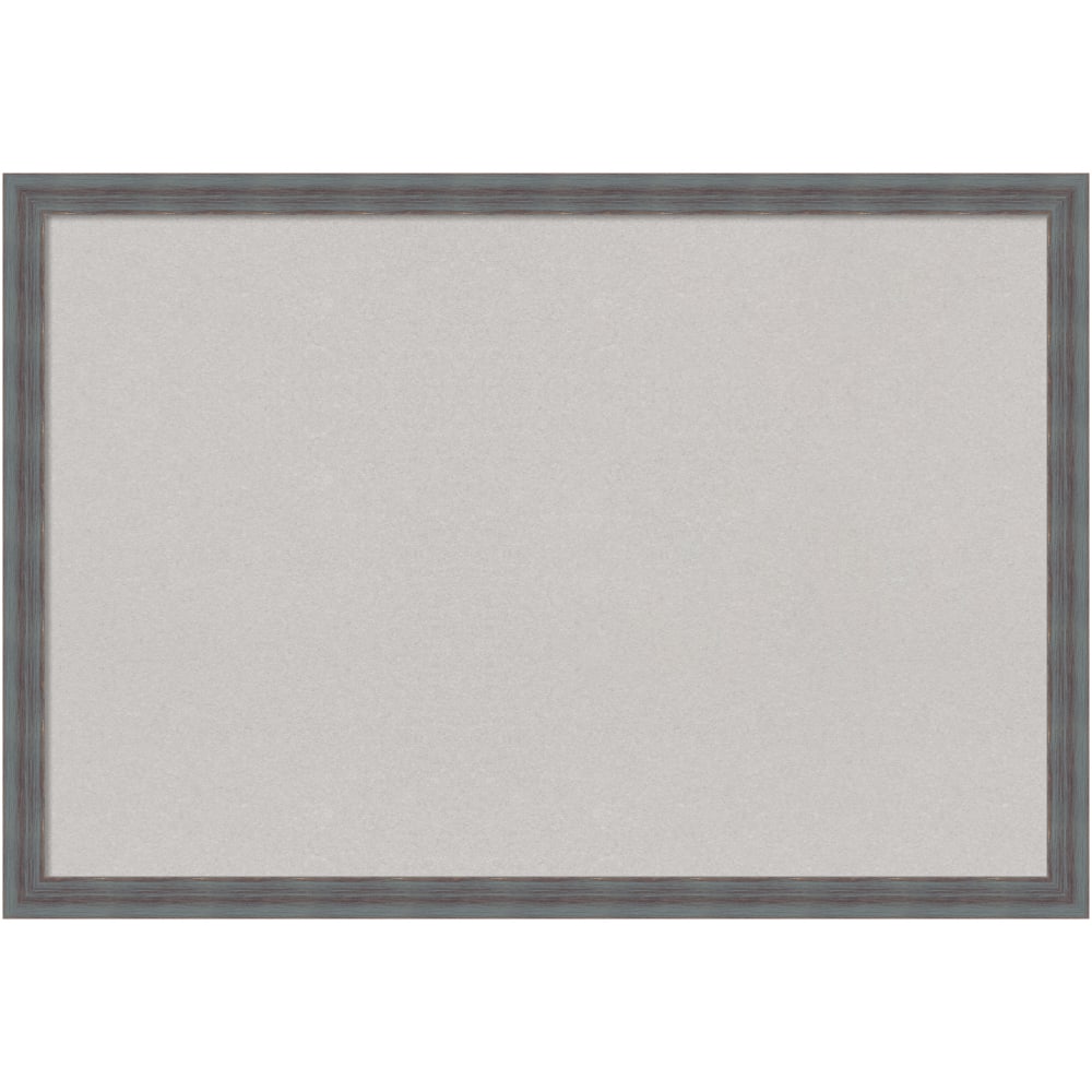 Amanti Art Dixie Non-Magnetic Cork Bulletin Board, 38in x 26in, Gray, Blue Gray Wood Frame