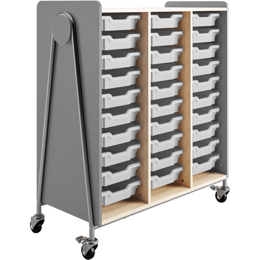Safco Whiffle Triple-Column 30-Drawer Rolling Storage Cart, 48inH x 43-1/4inW x 19-3/4inD, Gray