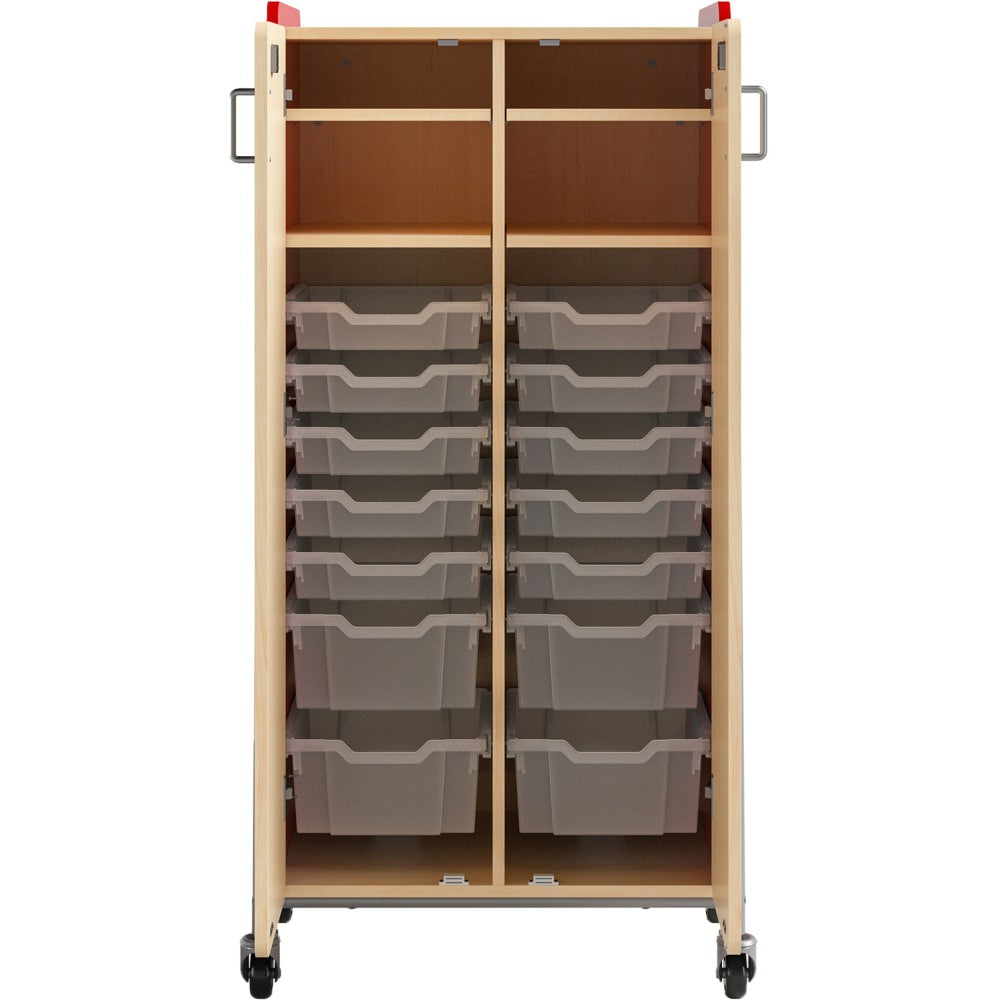 Safco Whiffle Double-Column 14-Drawer Mobile Storage Cart, 60inH x 30inW x 19-3/4inD, Red