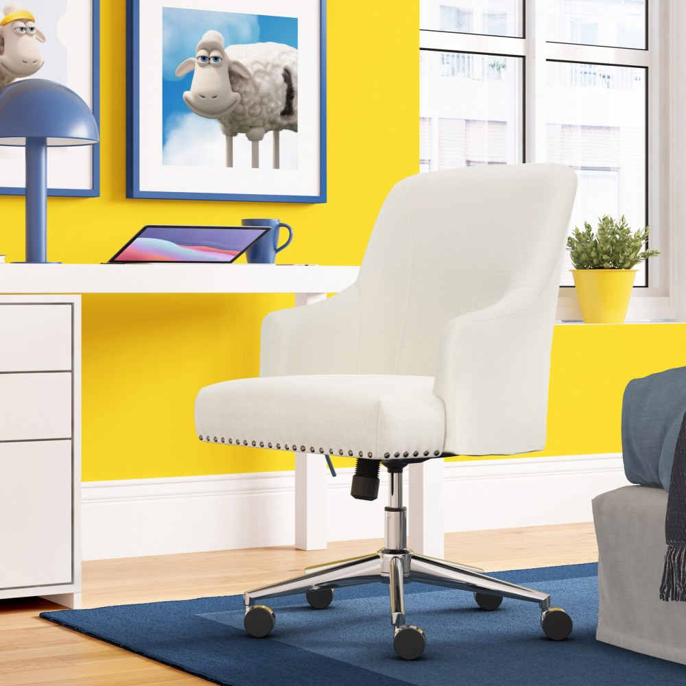 Serta Leighton Mid-Back Office Chair, Ivory/Chrome