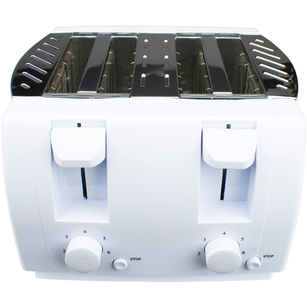 Brentwood TS-265 Cool Touch 4 Slice Toaster, White - 1300 W - Toast, Browning - White, Silver