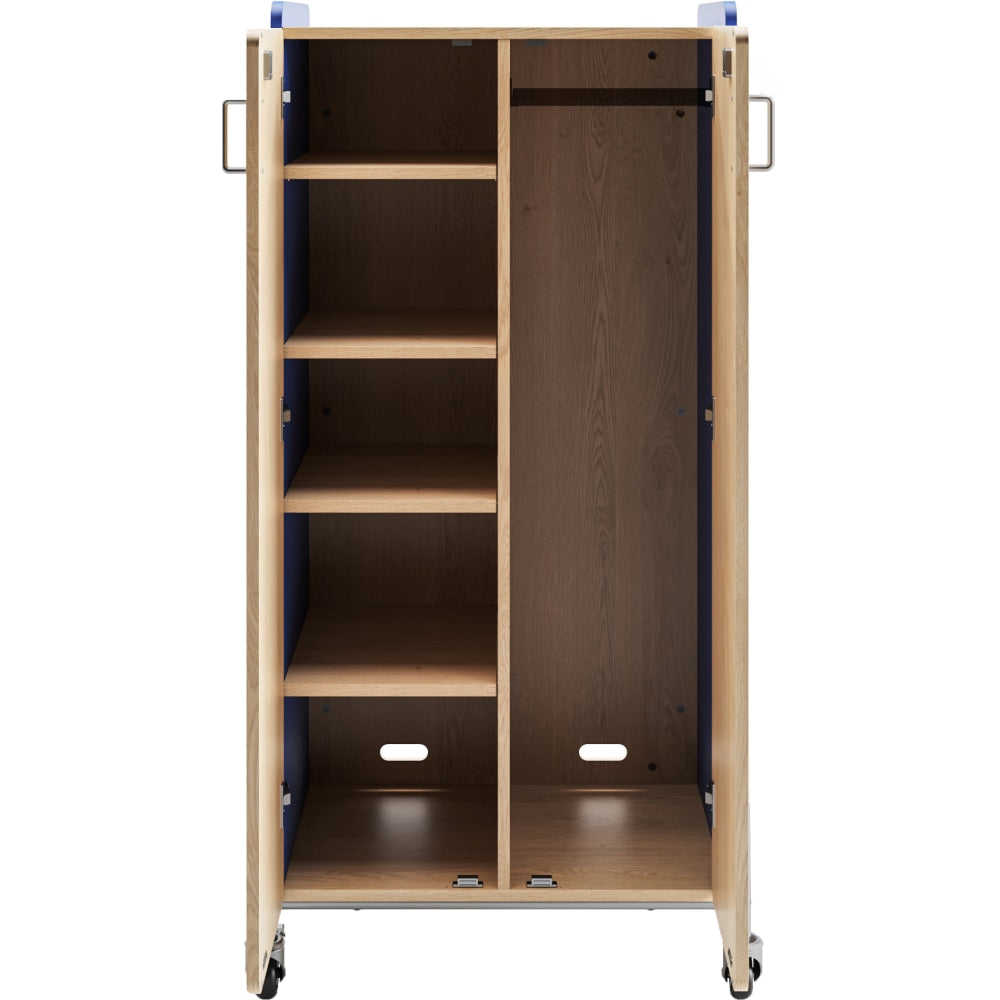 Safco Whiffle Double-Column 4-Shelf Rolling Storage Cart, 60inH x 30inW x 19-3/4inD, Spectrum Blue