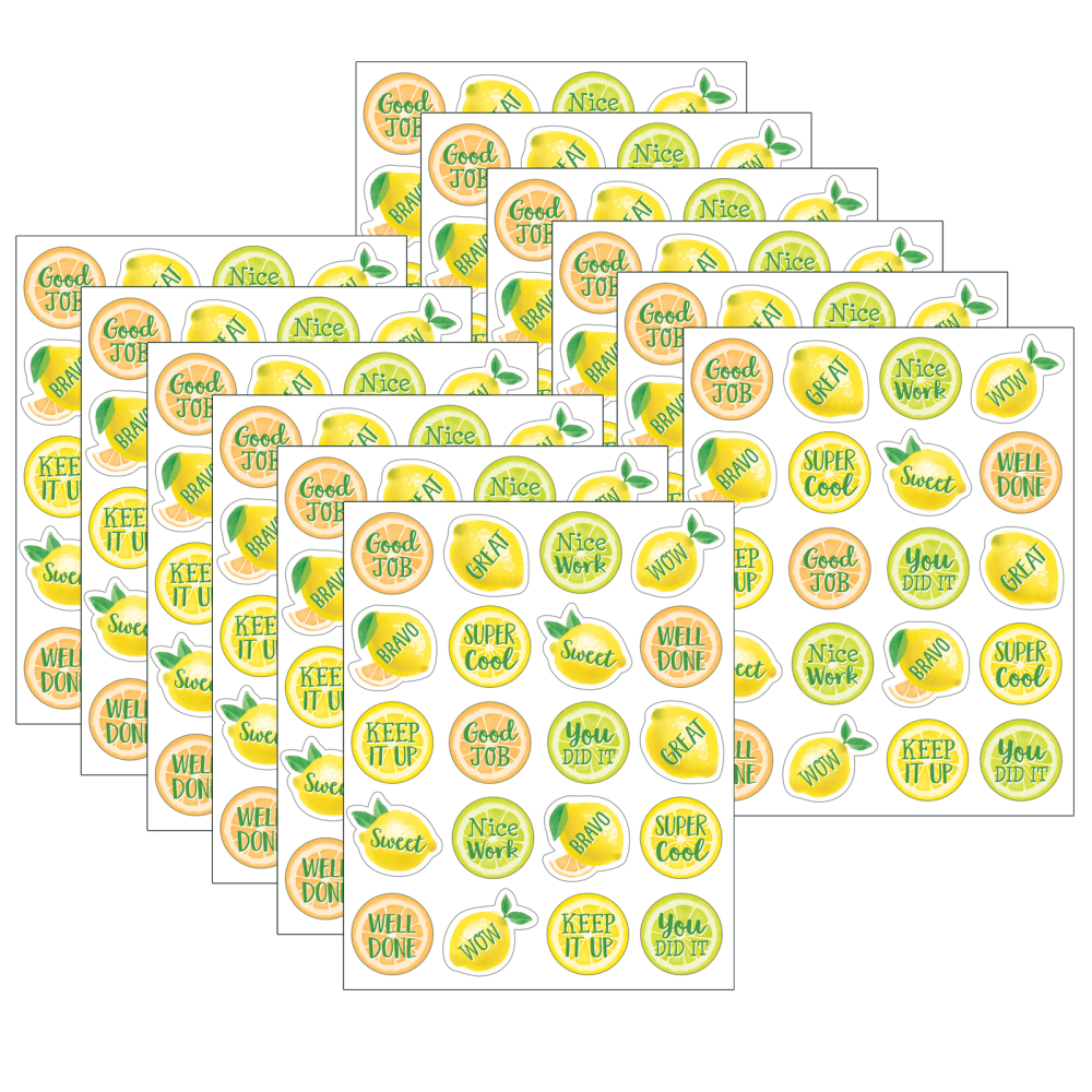 Teacher Created Resources Stickers, Lemon Zest, 120 Stickers Per Pack, Set Of 12 Packs