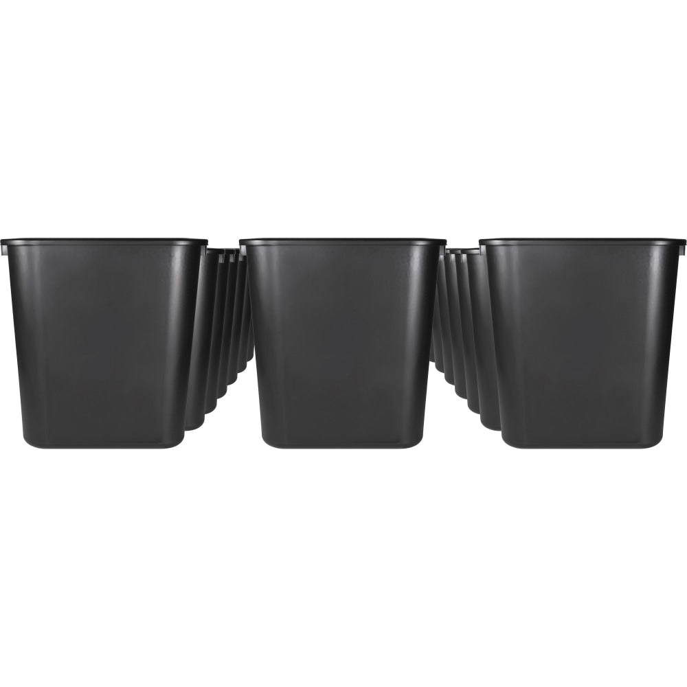 Sparco Rectangular Wastebasket - 7 gal Capacity - Rectangular - 15in Height x 14.5in Width x 10.5in Depth - Polyethylene - Black - 24 / Carton