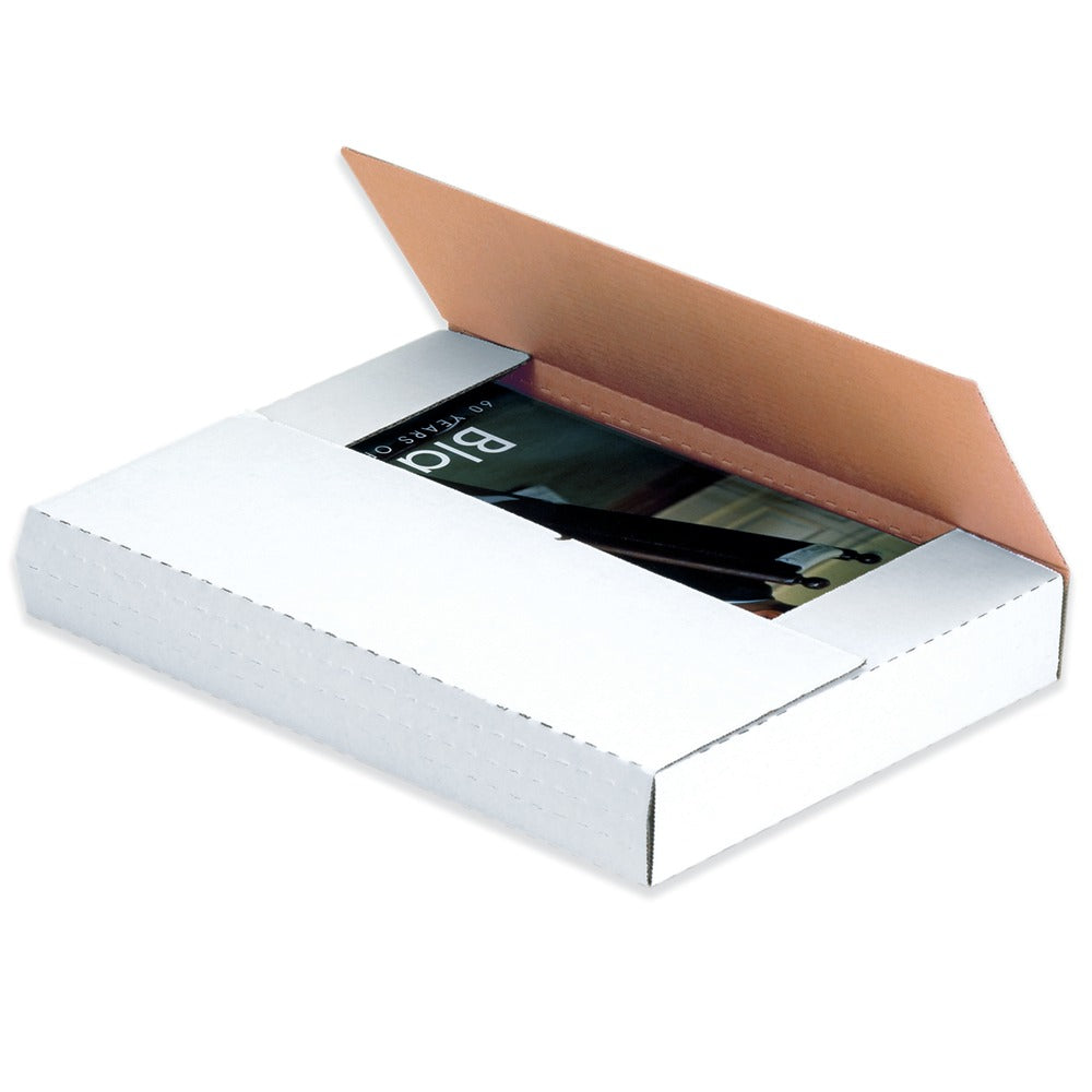 Partners Brand Easy-Fold Mailers, 9 5/8inL x 6 5/8inW x 1 1/4inH, White, Pack Of 50