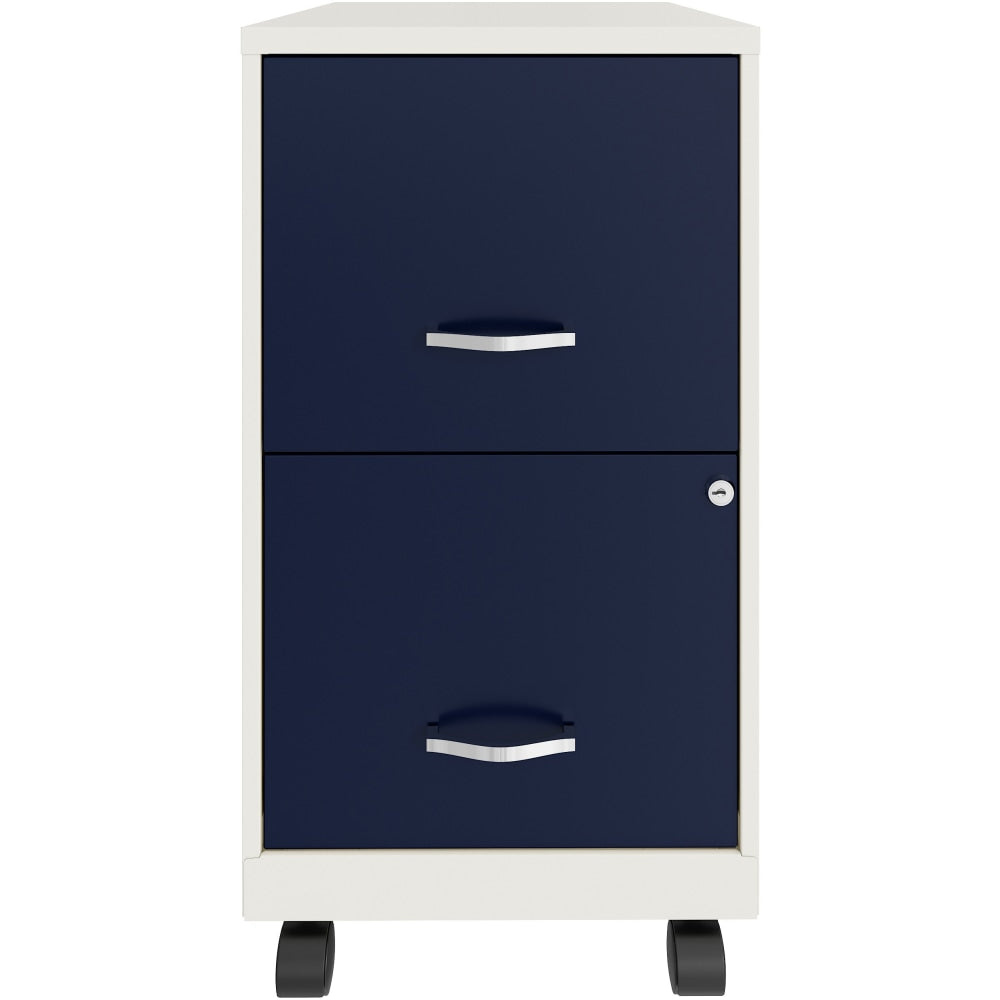 Realspace SOHO Smart 18inD Vertical 2-Drawer Mobile File Cabinet, White/Navy