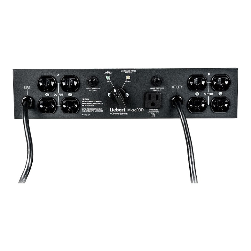 Vertiv Liebert MicroPOD - (8) NEMA 5-15R| 12A UPS Maintenance Bypass/Switch - (2) NEMA 5-15P| Max Current 12A| AC 120V| for GXT and PSI UPS| 3kVA and below