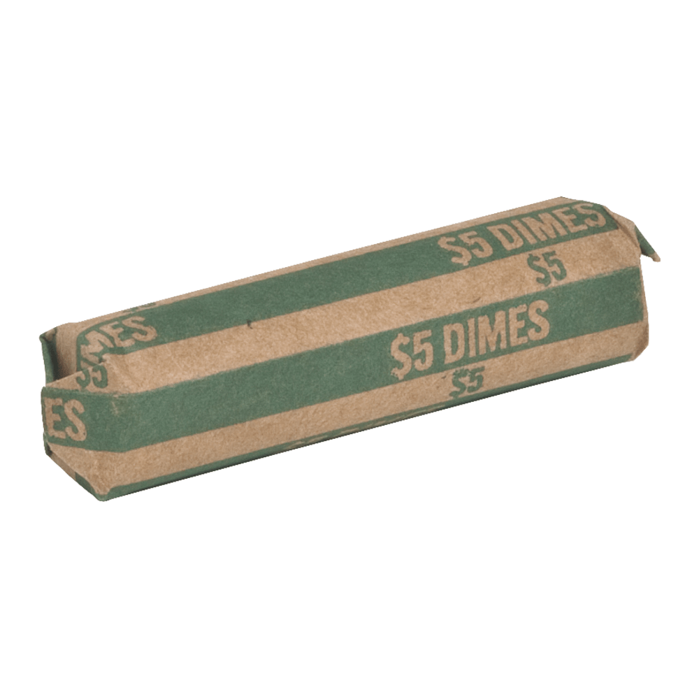 Sparco Flat Coin Wrappers - 1000 Wraps Total $5.0 in 50 Coins of 10cents Denomination - 60 lb Paper Weight - Kraft - Green
