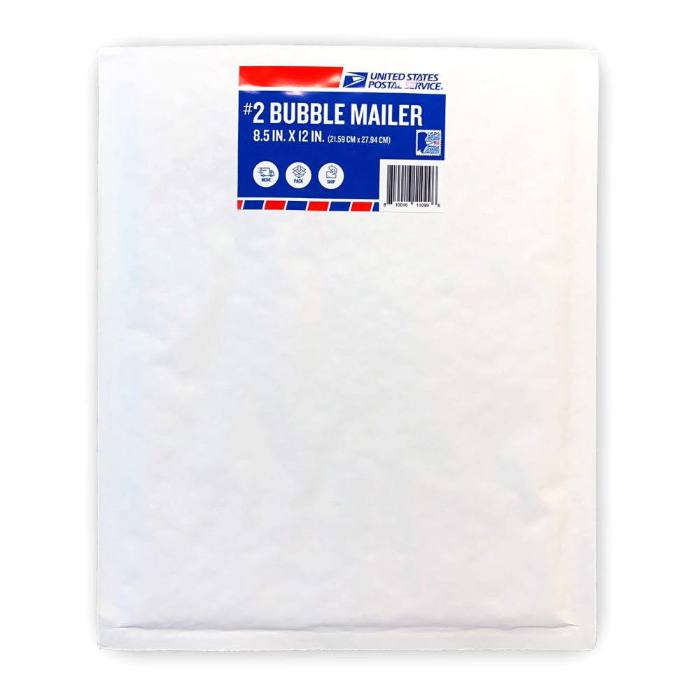 United States Postal Service #2 Bubble Mailers, 12in x 8-1/2in, White/Red/Blue, Pack Of 60 Mailers