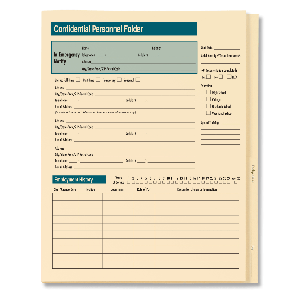 ComplyRight Expandable Confidential Personnel Folders, 9 1/2in x 11 3/4in x 1/2in, Manila, Pack Of 25