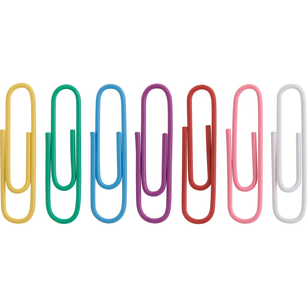 Sparco Vinyl-Coated Gem Clips, Box Of 500, No. 1, Assorted Colors