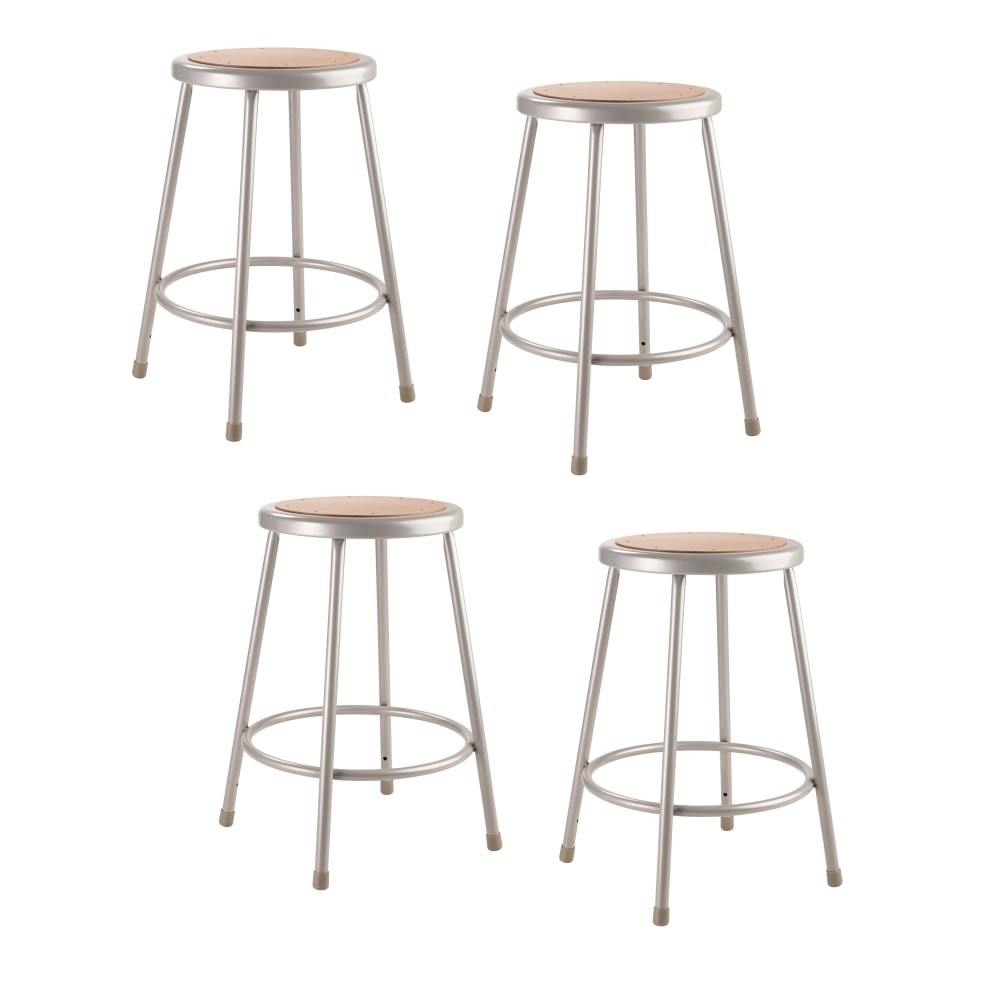National Public Seating Hardboard Stools, 24inH, Gray, Set of 4
