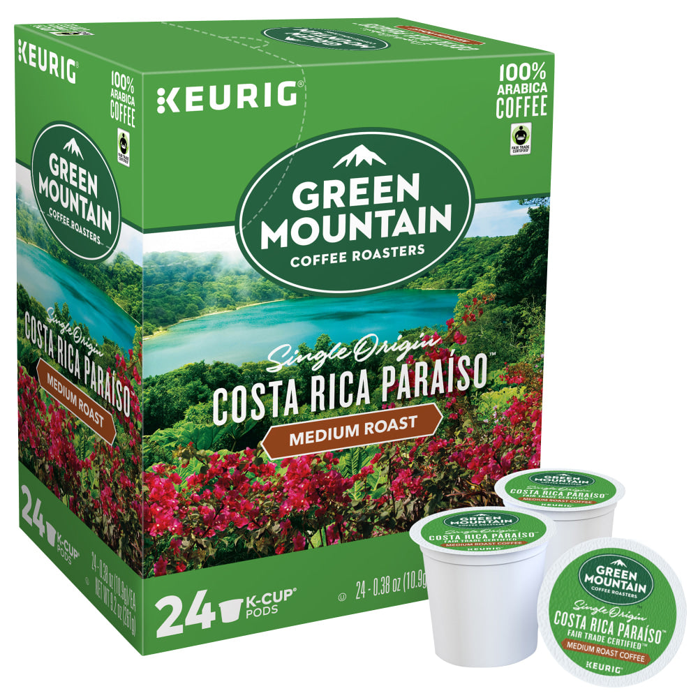Green Mountain Coffee Single-Serve Coffee K-Cup Pods, Costa Rica Paraíso, Carton Of 24