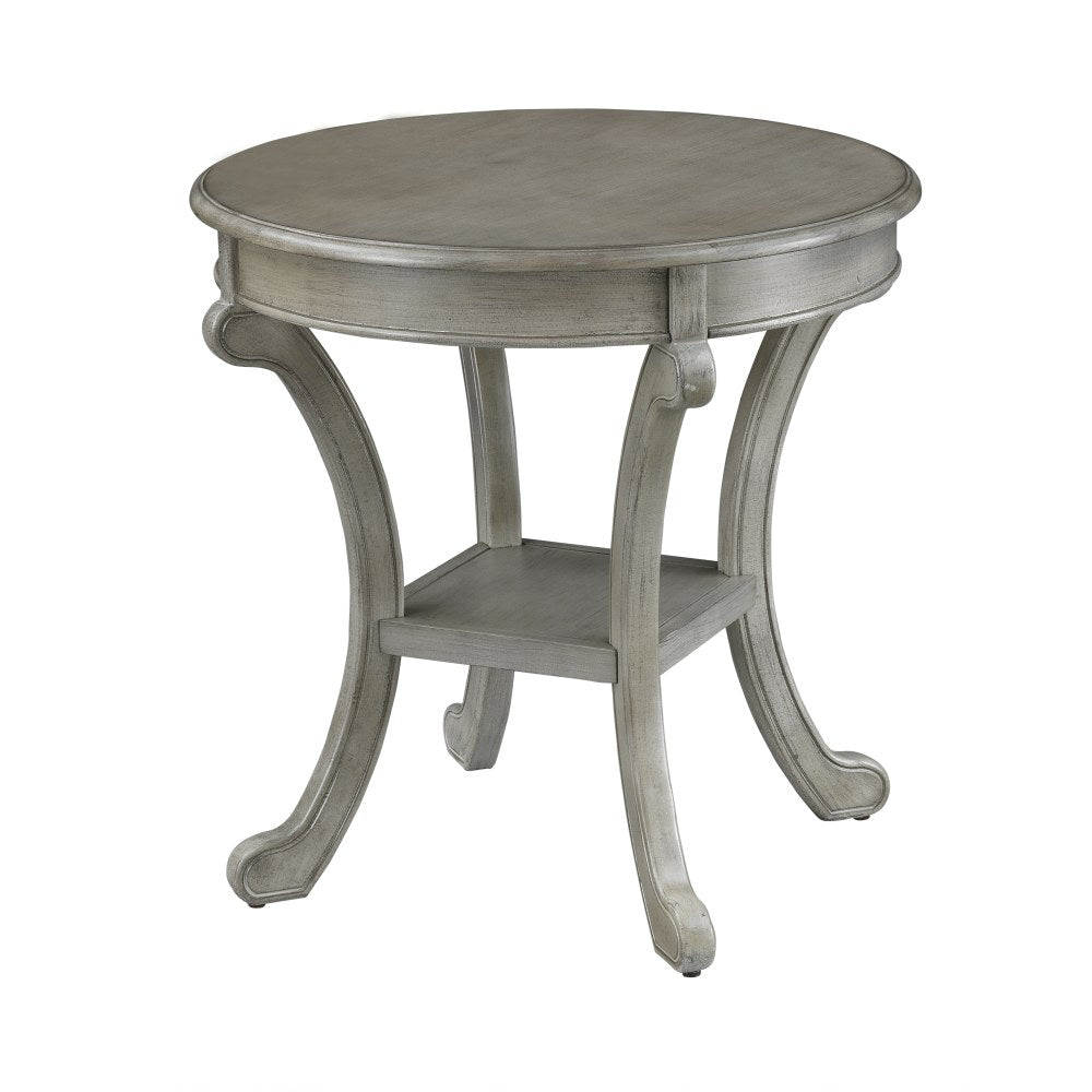 Coast to Coast Round Accent Table, Ozzie, 26inH x 26inW x 26inD, Cape Cod Gray