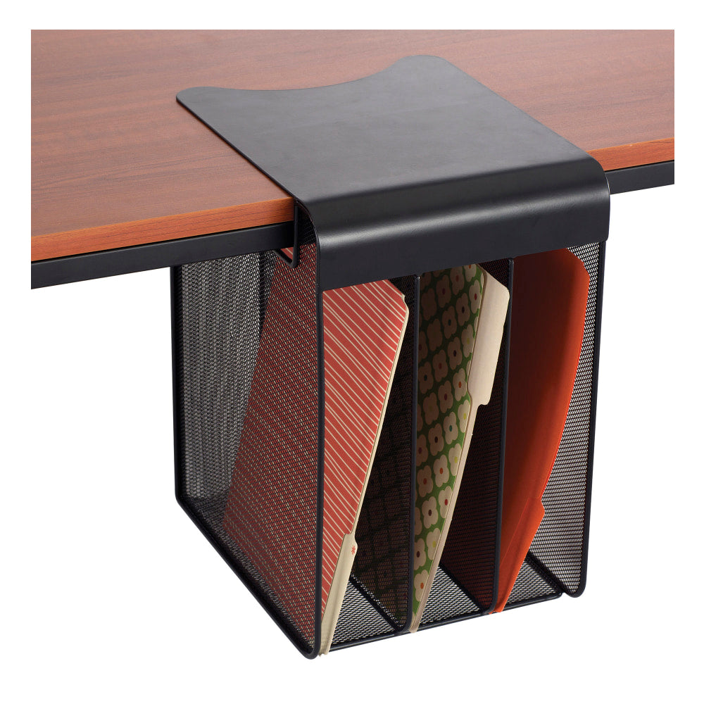 Safco Onyx Mesh Hanging Organizer, Solid Top 3-Section Vertcal, Black