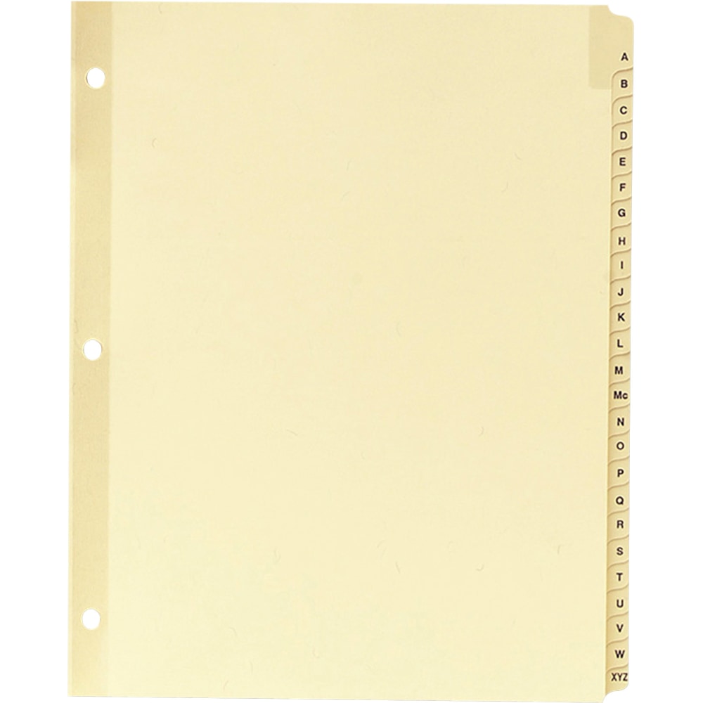 Sparco A-Z Clear Plastic Index Dividers, 8 1/2in x 11in, A-Z, Buff