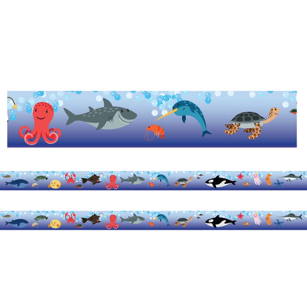 Charles Leonard Rectangle Cut Borders/Trims, Sea Life, 24' Per Pack, Set Of 2 Packs