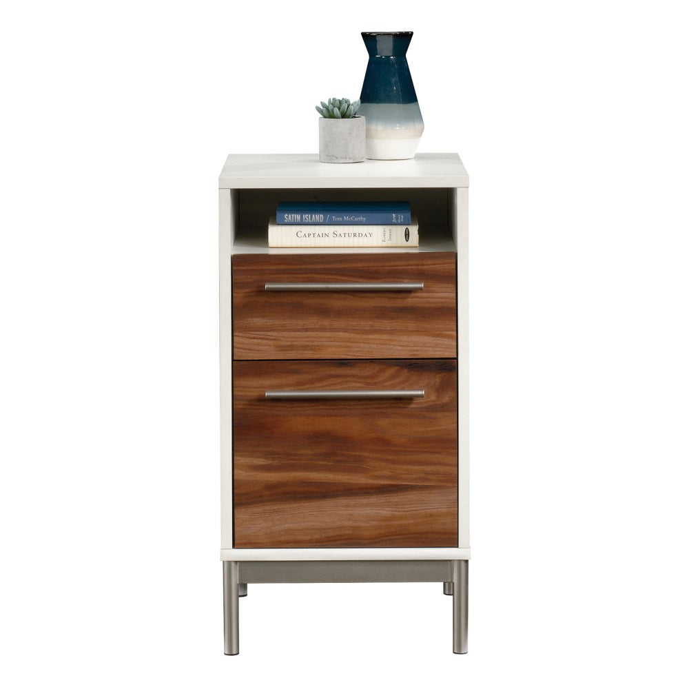 Sauder Vista Key 19inD Vertical 2-Drawer File Cabinet, Pearl Oak/Blaze Acacia