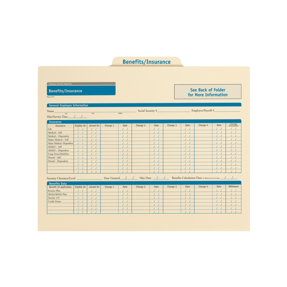 ComplyRight Benefits/Insurance Folders, 11 3/4in x 9 1/2in, Manila, Pack Of 25