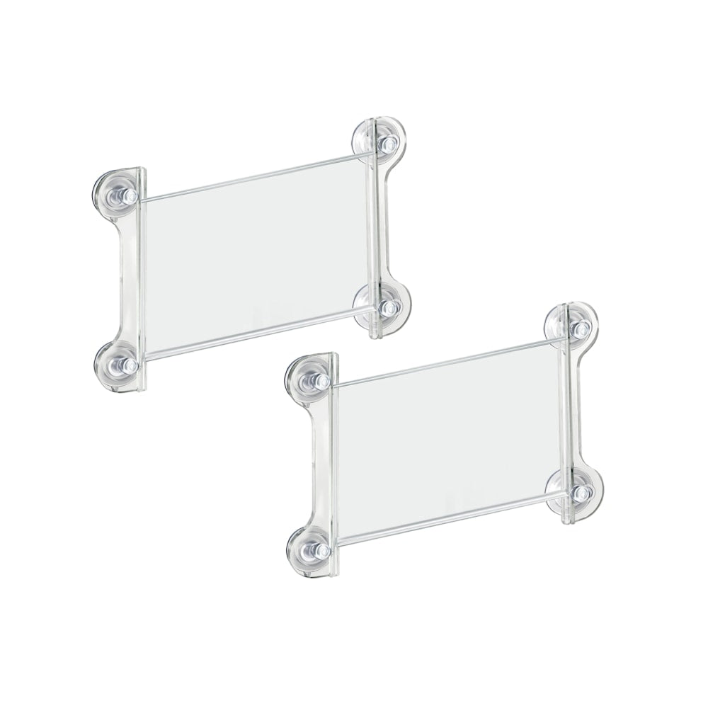 Azar Displays Window/Door Sign Holder Frame with Suction Cups 8.5ft"W x 5.5ft"H, Clear, Pack Of 2