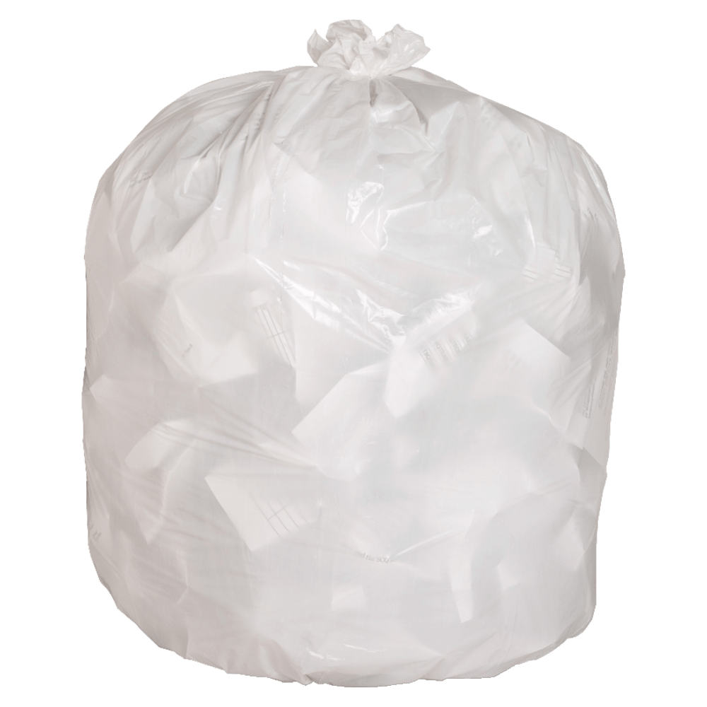 Genuine Joe 75% Recycled Heavy-Duty Contractor Trash Bags, 13 Gallons, 24in x 31in, White, Box Of 150