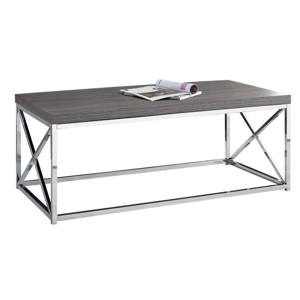 Monarch Specialties Nathan Coffee Table, 17inH x 44inW x 22inD, Dark Gray