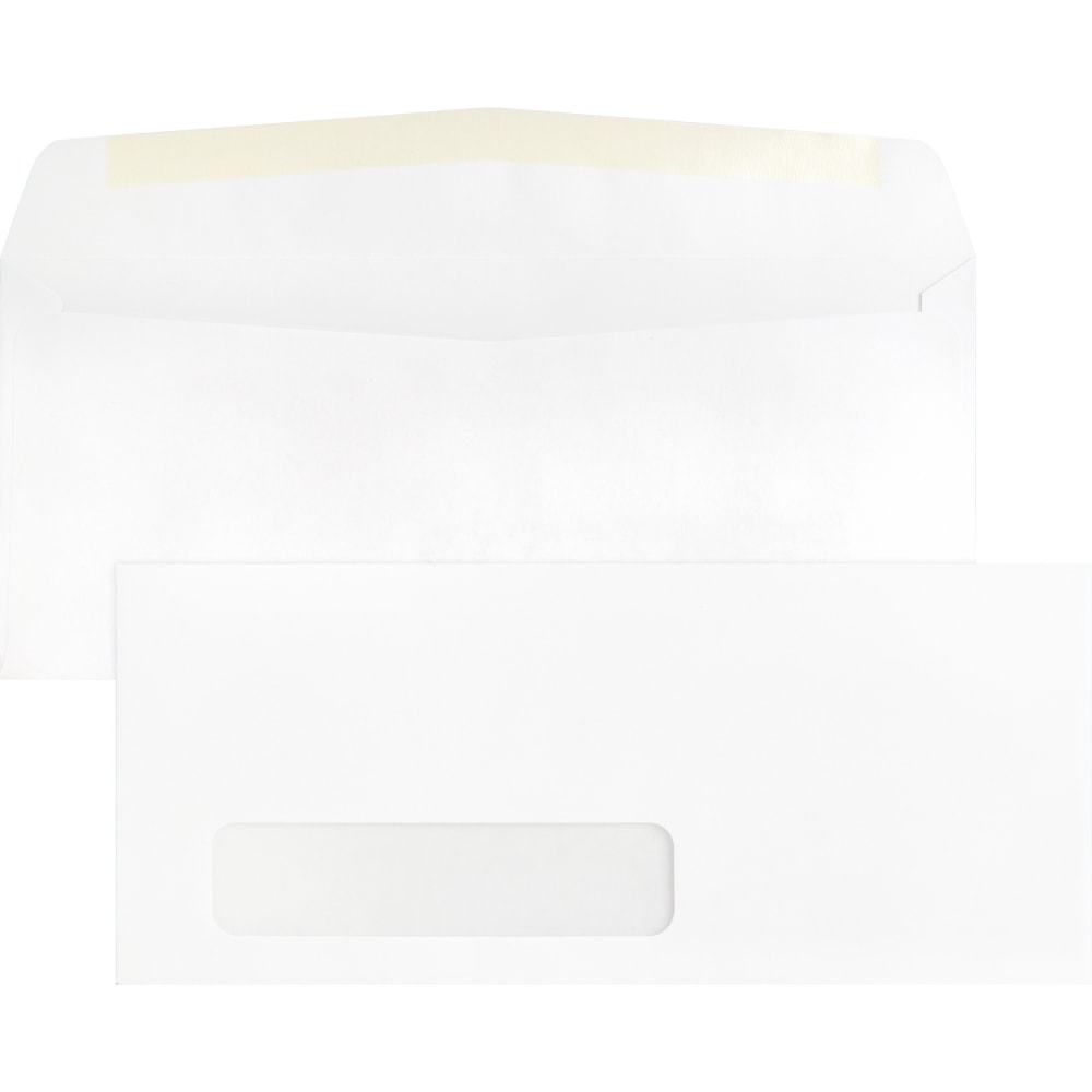Business Source Economical No. 10 Window Envelope - Single Window - #10 - 9 1/2in Width x 4 1/8in Length - 24 lb - 500 / Box - White