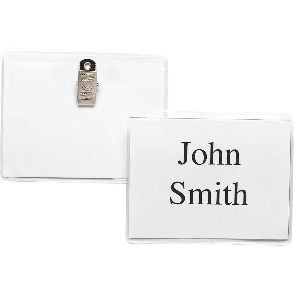 Business Source Clip Holder Style Badge Kit - 2.3in x 3.5in x - 50 / Box - Clear