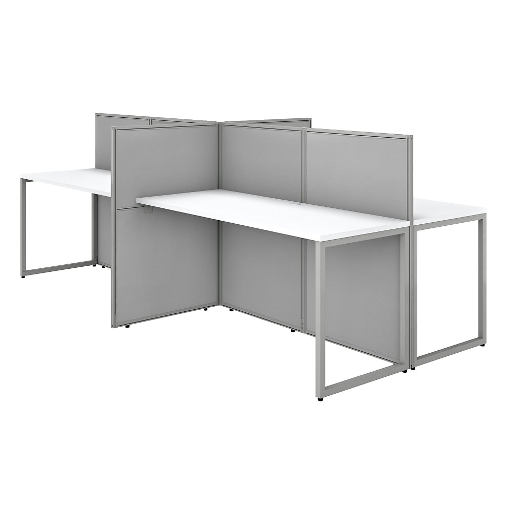 Bush Business Furniture Easy Office 60inW 4-Person Cubicle Desk Workstation With 45inH Panels, Pure White/Silver Gray, Standard Delivery