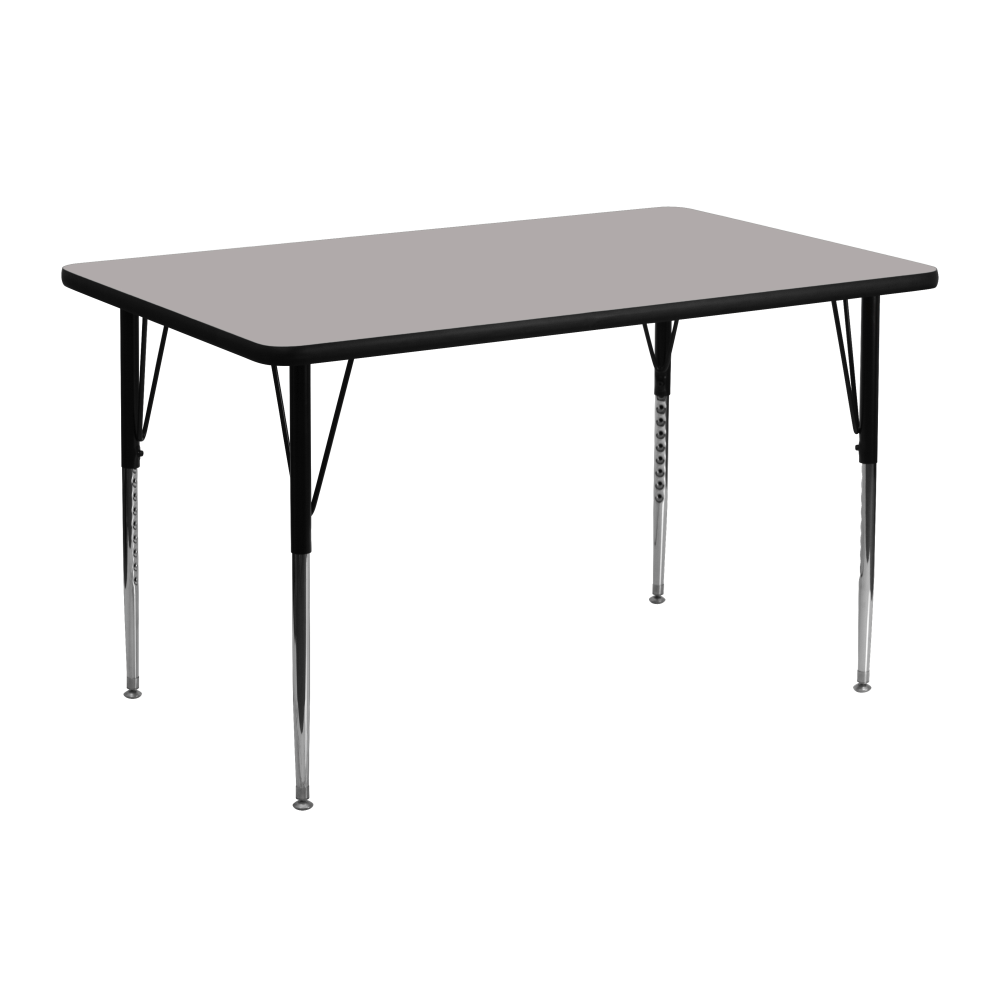 Flash Furniture 48inW Rectangular HP Laminate Activity Table With Standard Height-Adjustable Legs, Gray