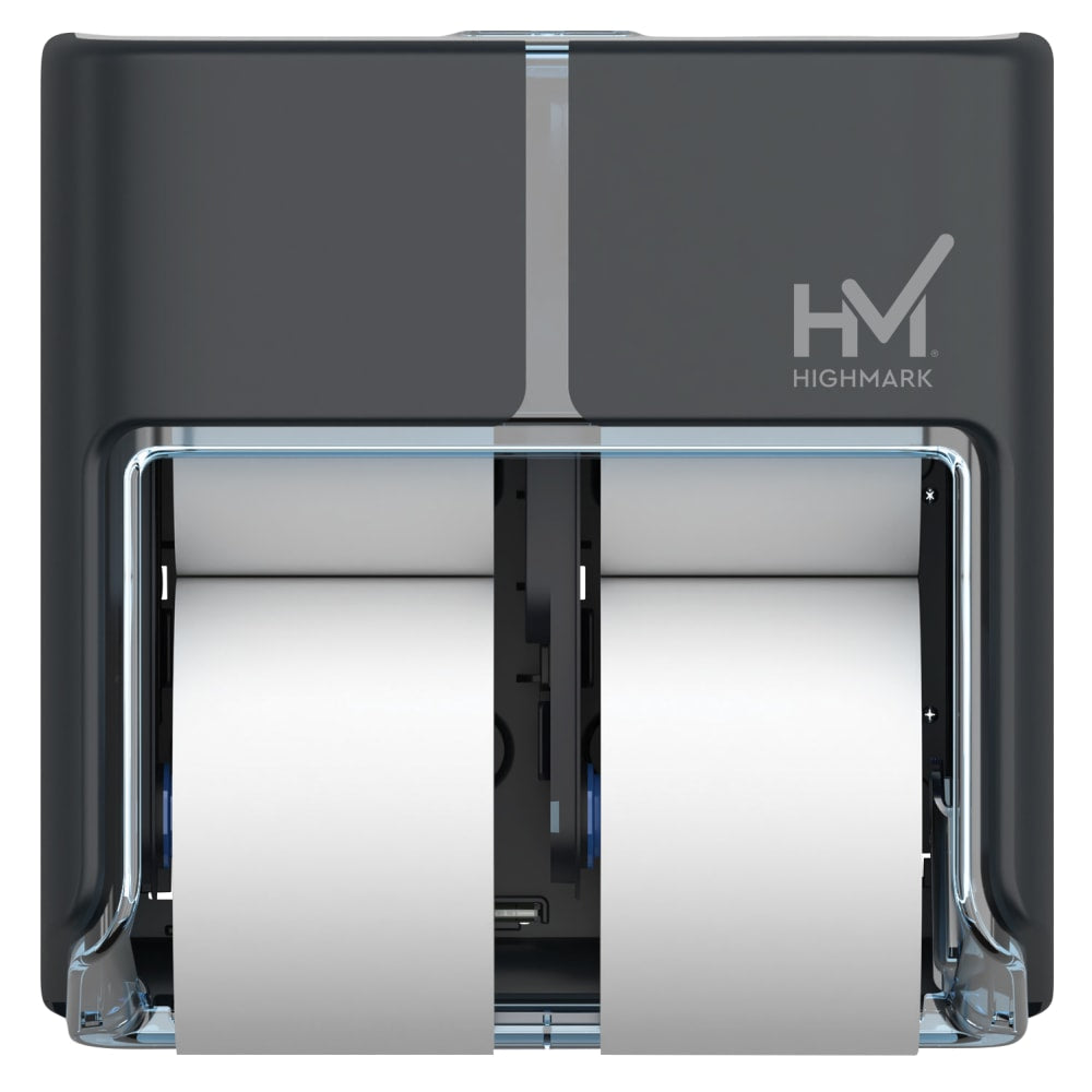 Highmark High-Capacity Bathroom Tissue Dispenser, 4 Rolls, 12inH x 12-5/8inW x 6-5/8inD, Dark Gray