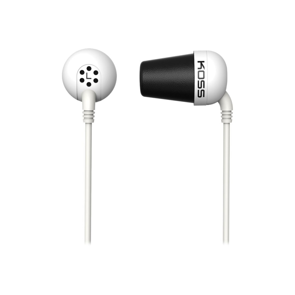 KOSS Plug W Noise-Isolating Earbuds, White, KSSPLUGW