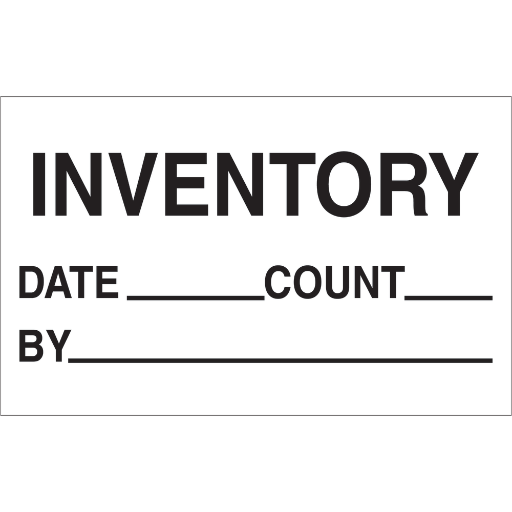 Tape Logic Preprinted Special Handling Labels, DL1181, Inventory/Date/Count/By, Rectangle, 1 1/4in x 2in, Black/White, Roll Of 500