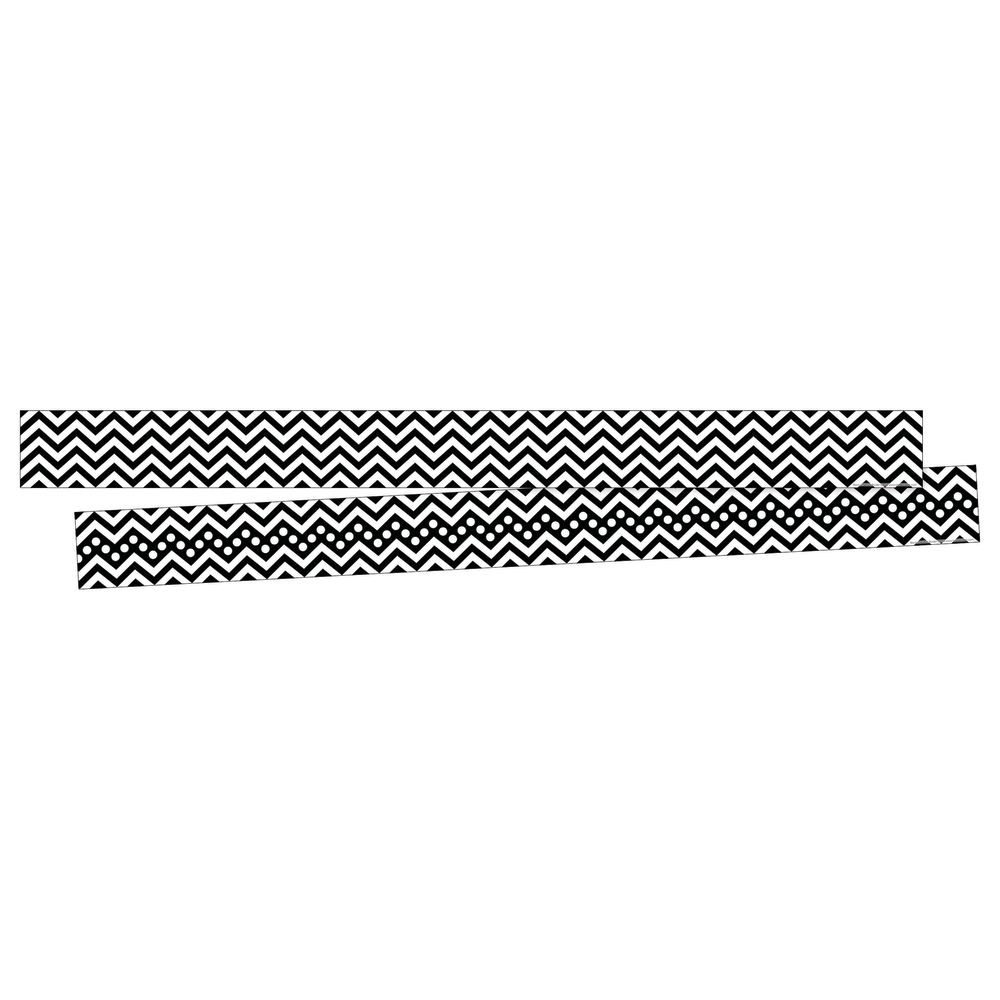 Barker Creek Double-Sided Border Strips, 3in x 35in, Chevron Black, Set Of 24