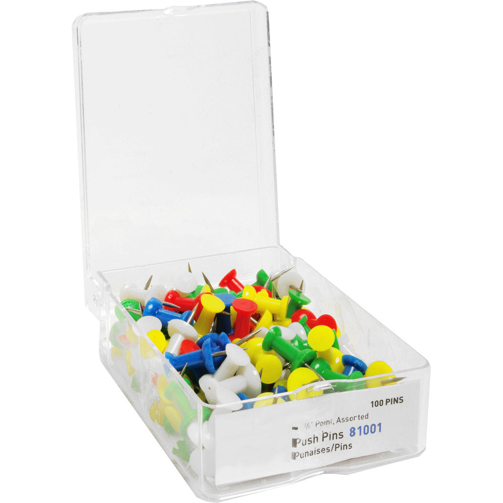 Sparco Pushpins, 3/8in, Assorted Colors, Box Of 100