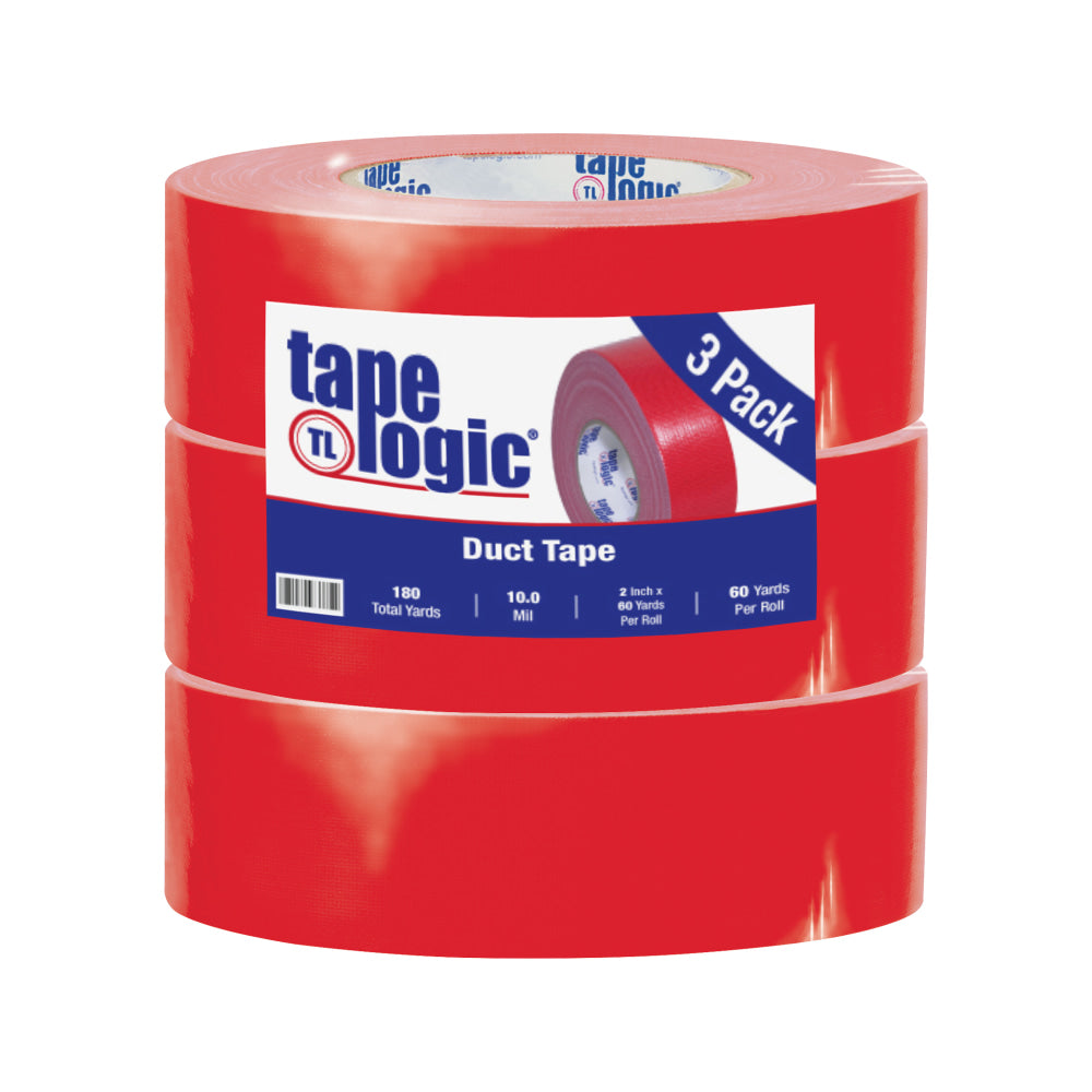 Tape Logic Duct Tape, 10 Mil, 2in x 60 Yd., Red, Case Of 3