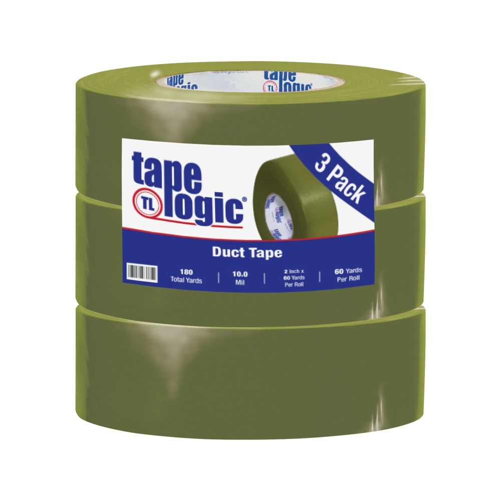 Tape Logic Duct Tape, 10 Mil, 2in x 60 Yd., Olive Green, Case Of 3