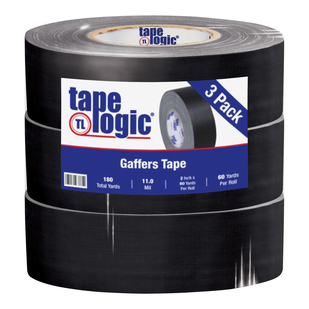 Tape Logic Gaffers Tape, 2in x 60 Yd., Black, Case Of 3 Rolls