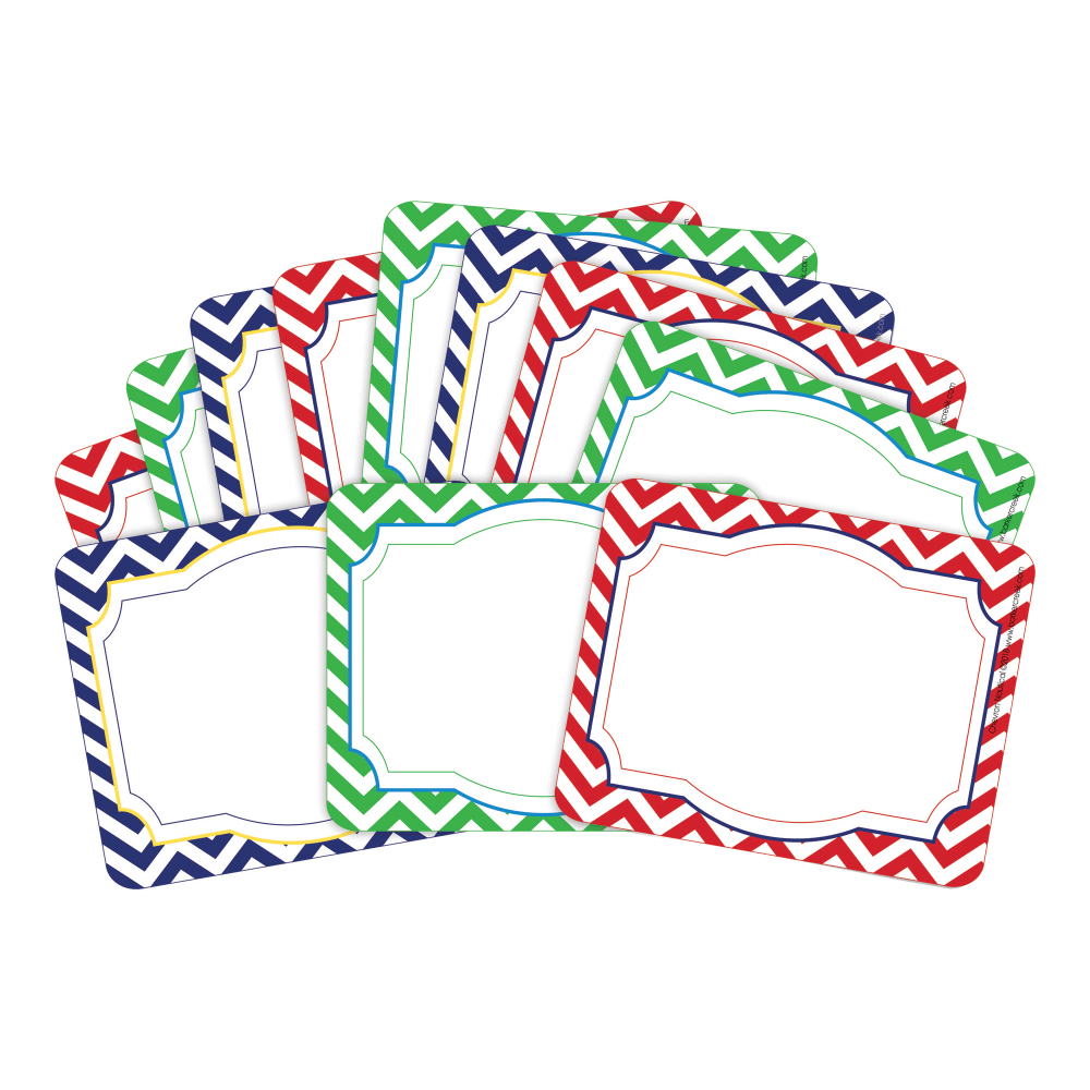 Barker Creek Self-Adhesive Name Badge Labels, 3 1/2in x 2 3/4in, Chevron Nautical, Pack Of 45