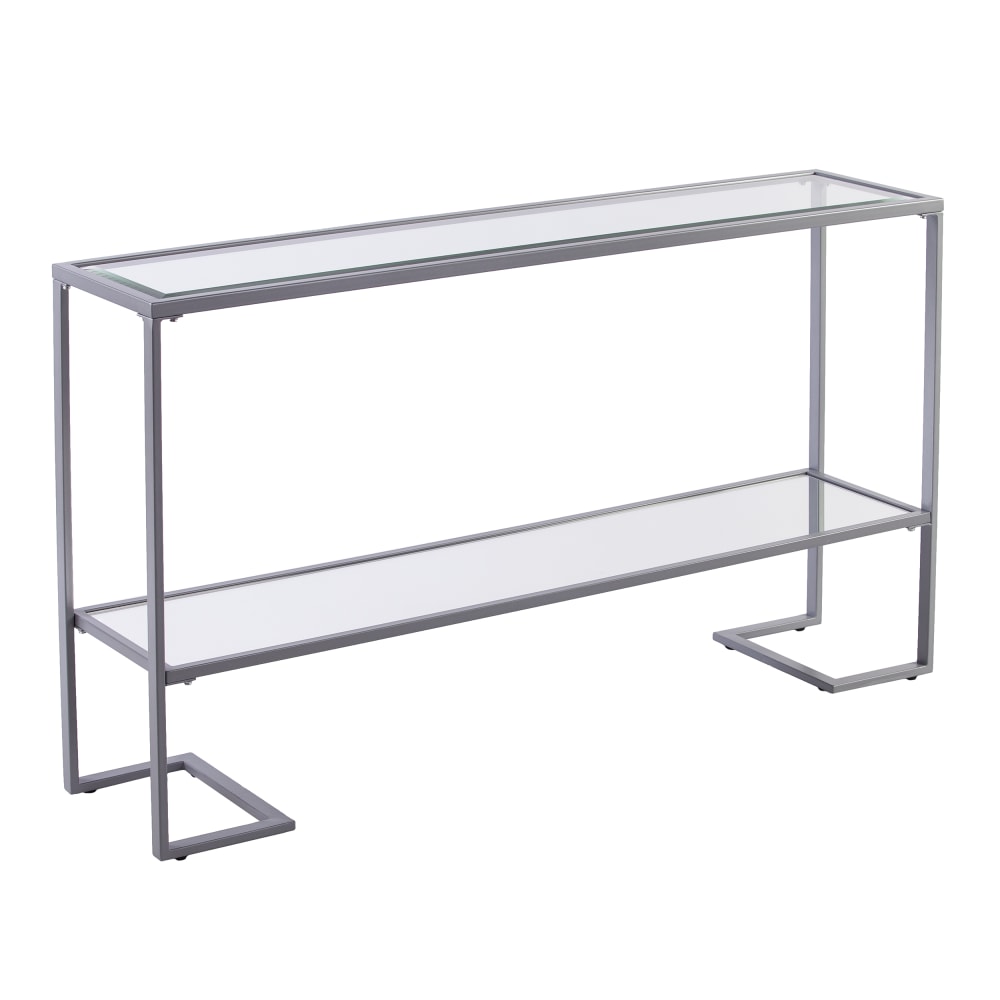 SEI Furniture Horten Console Table With Glass Top, 29inH x 52inW x 12inD, Silver