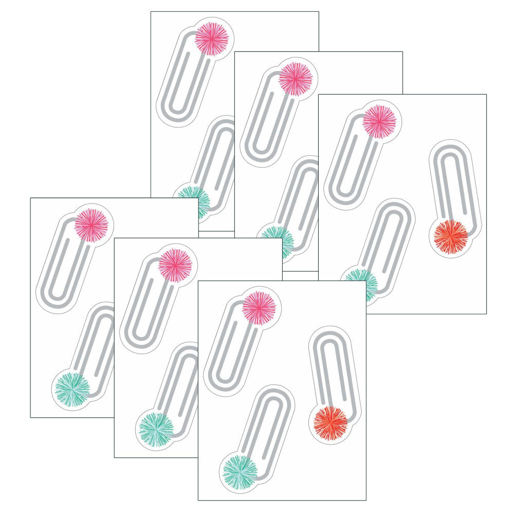 Carson Dellosa Education Mini Cut-Outs, Schoolgirl Style Black, White & Stylish Brights Paper Clips, 56 Pieces Per Pack, Set Of 6 Packs