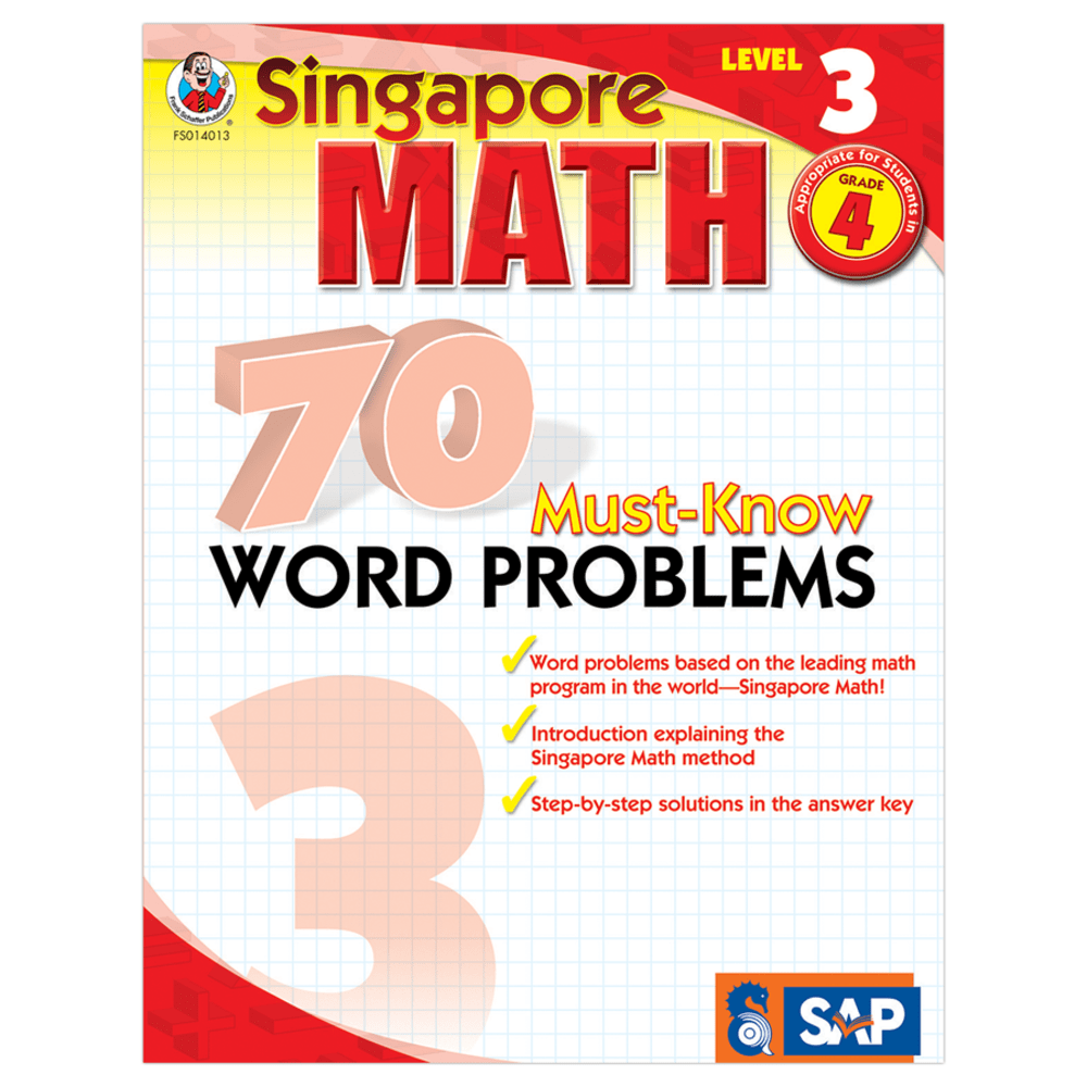 Carson-Dellosa Singapore Math 70 Must-Know Word Problems, Level 3, Grade 4