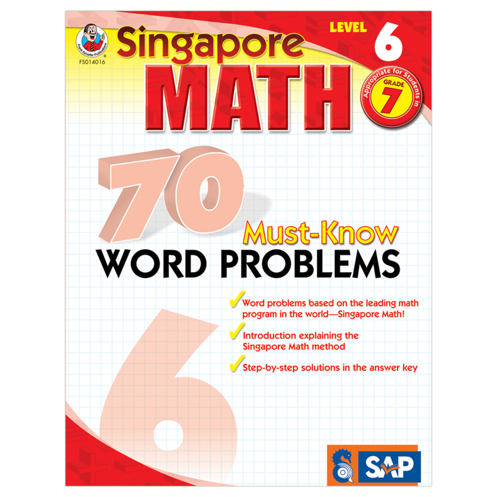 Carson-Dellosa Singapore Math 70 Must-Know Word Problems, Level 6, Grade 7