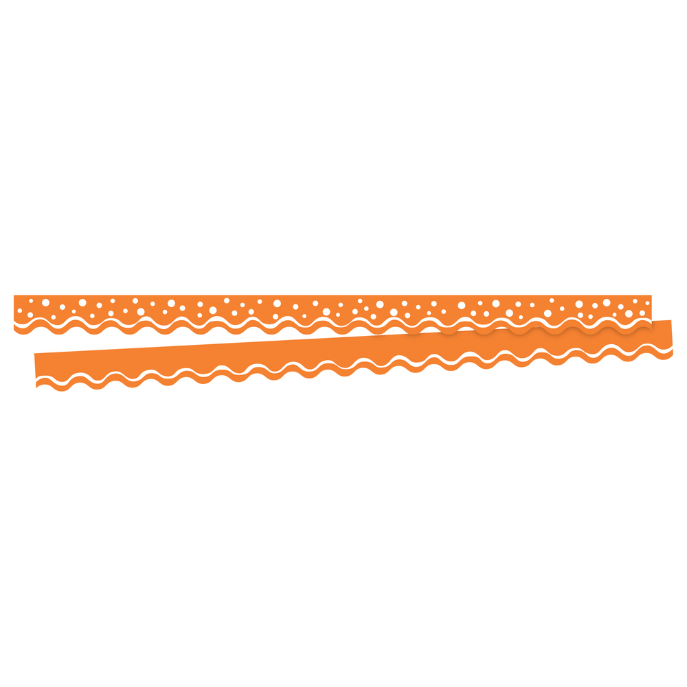 Barker Creek Scalloped-Edge Border Strips, 2 1/4in x 36in, Happy Tangerine, Pre-K To College, Pack Of 26