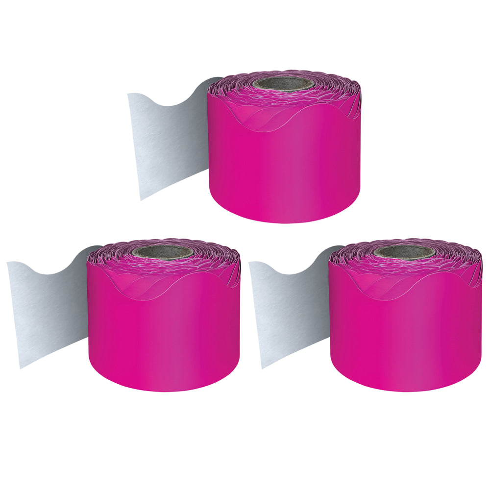 Carson Dellosa Education Rolled Scalloped Borders, Hot Pink, 65ft Per Roll, Pack Of 3 Rolls