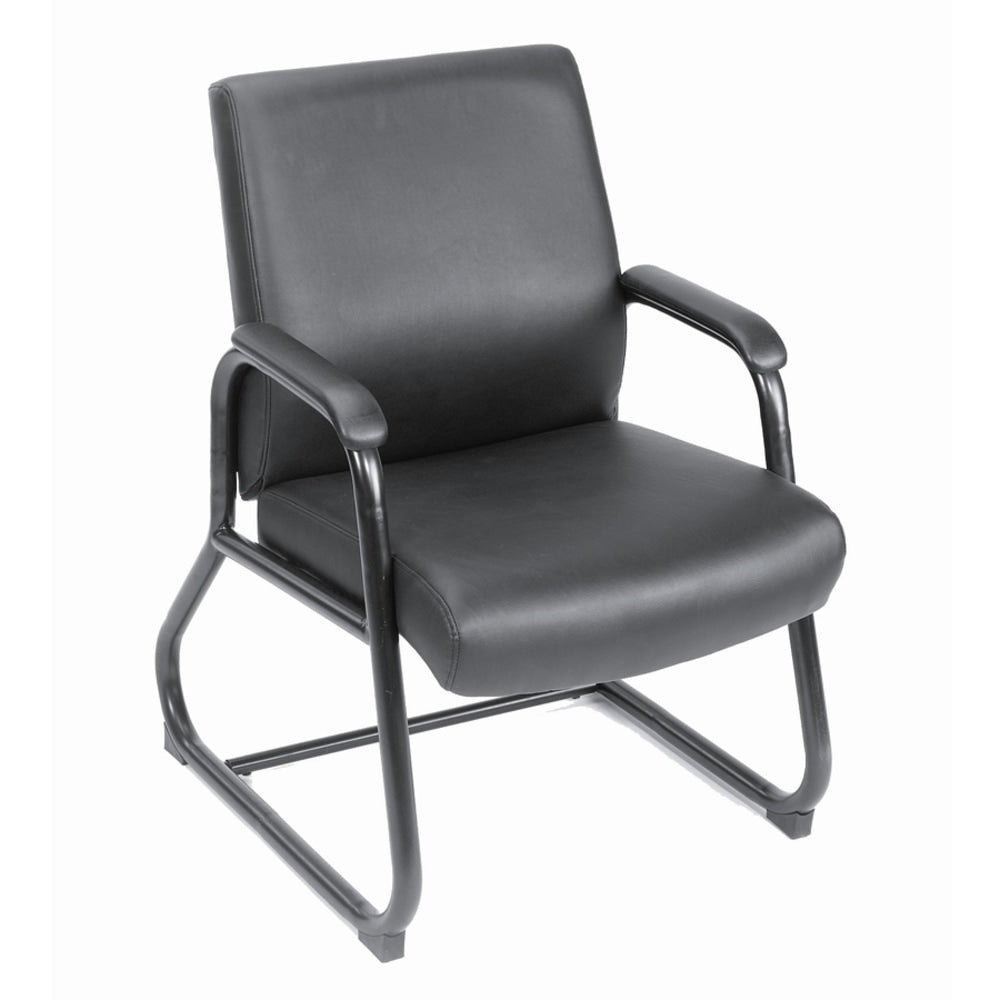 Boss Office Products CaressoftPlus Guest Chair with Antimicrobial Protection, Black