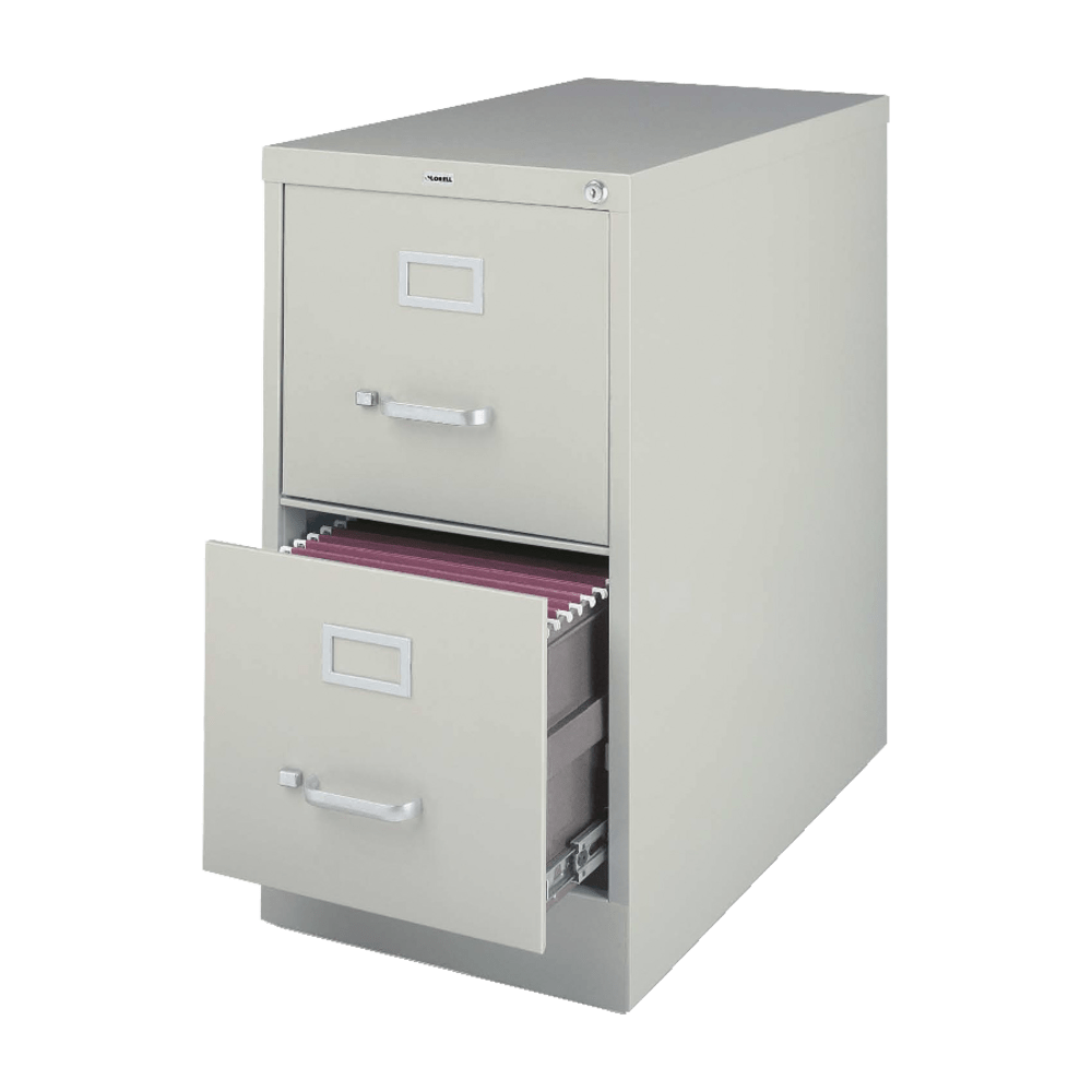 Lorell Fortress 22inD Vertical 2-Drawer Letter-Size File Cabinet, Light Gray