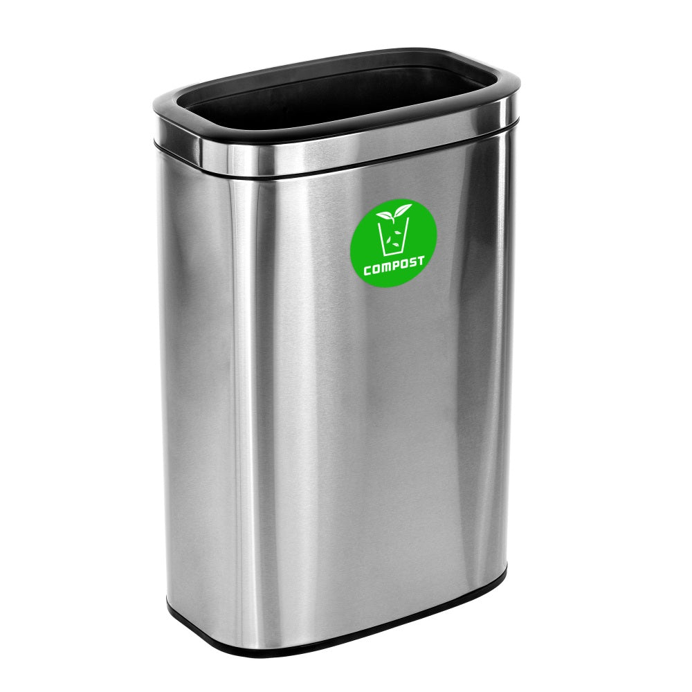 Alpine Industries Stainless Steel Compost Can, 10.5 Gallons, Silver